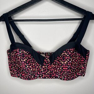 Ava & Viv Black and Pink Balconette Style Bikini Top Size 16